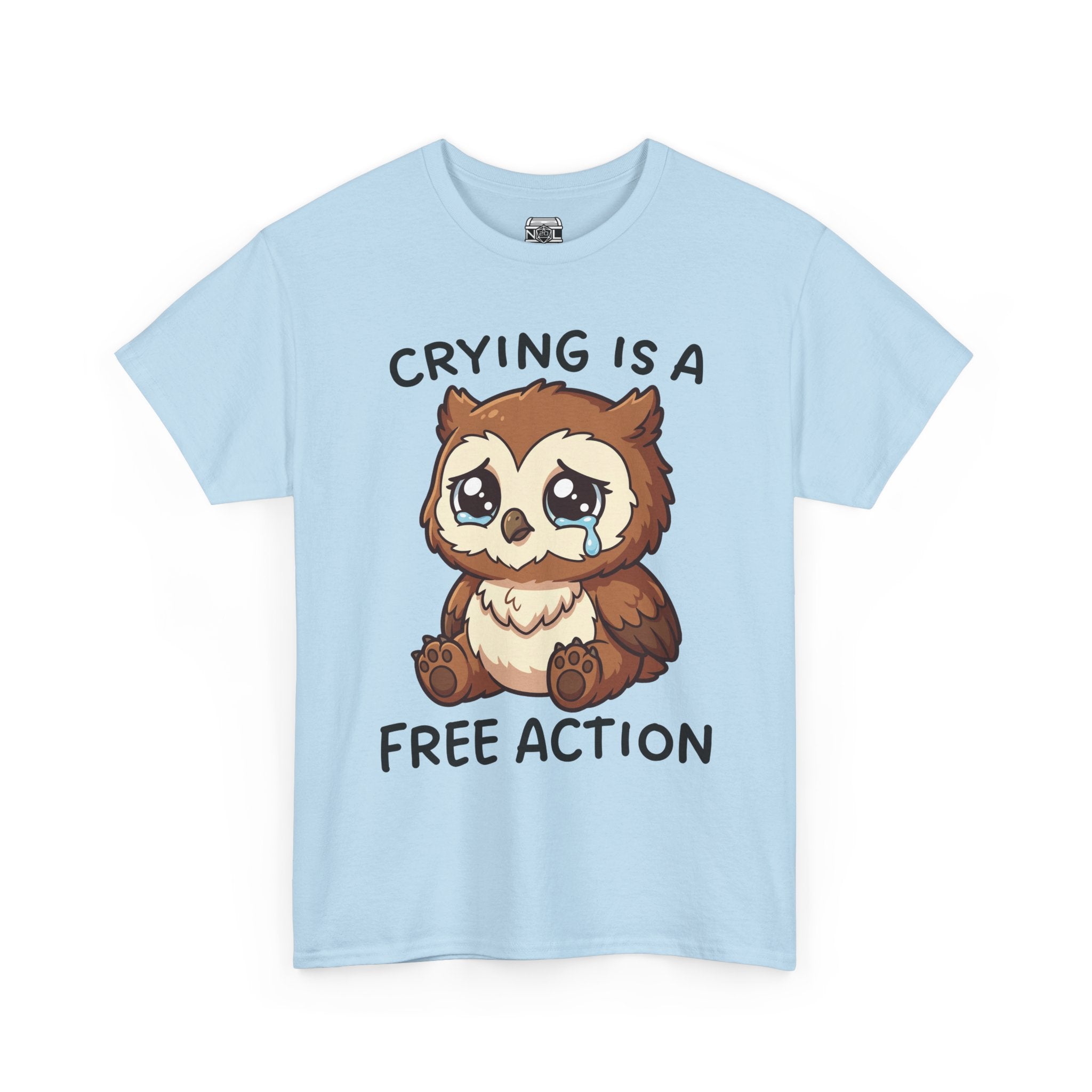 Cute Crying Owl T-Shirt — "Crying Is a Free Action" Sad Kawaii Tee