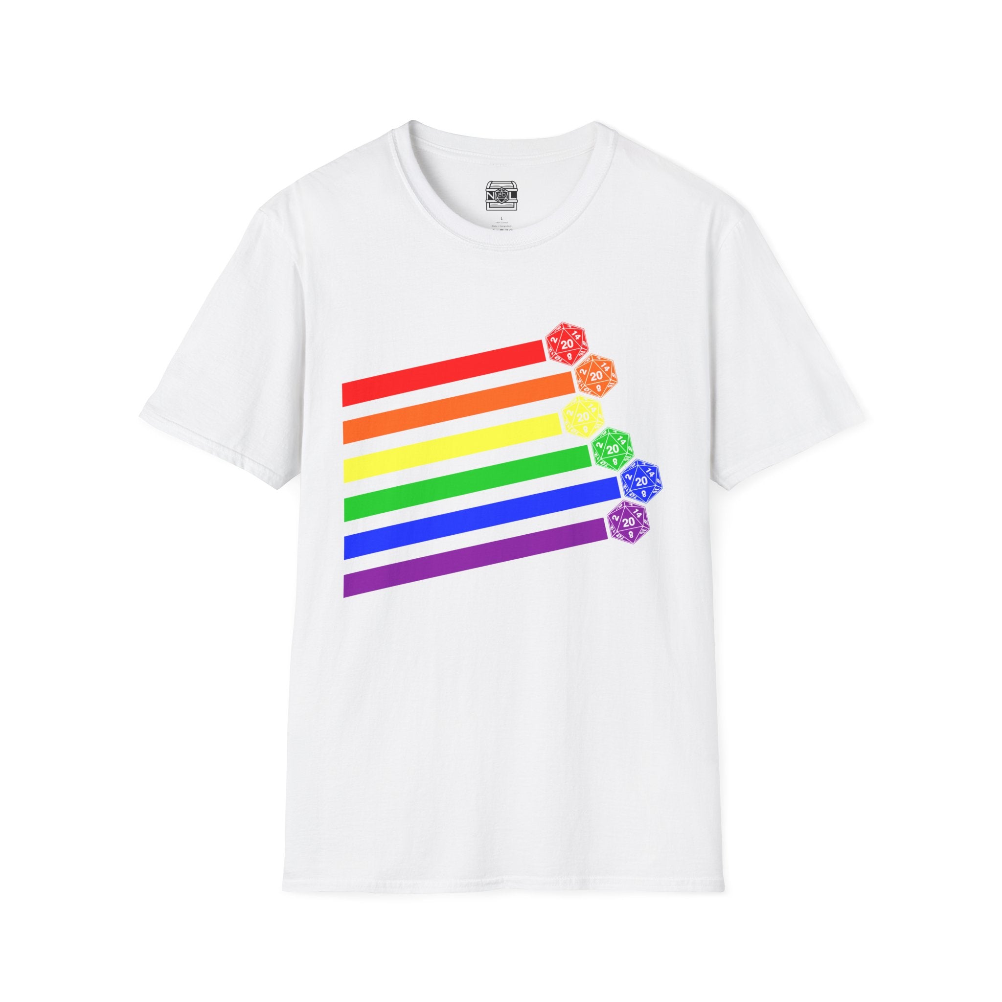 Rainbow Dice T-Shirt — Pride Tabletop Gaming Tee
