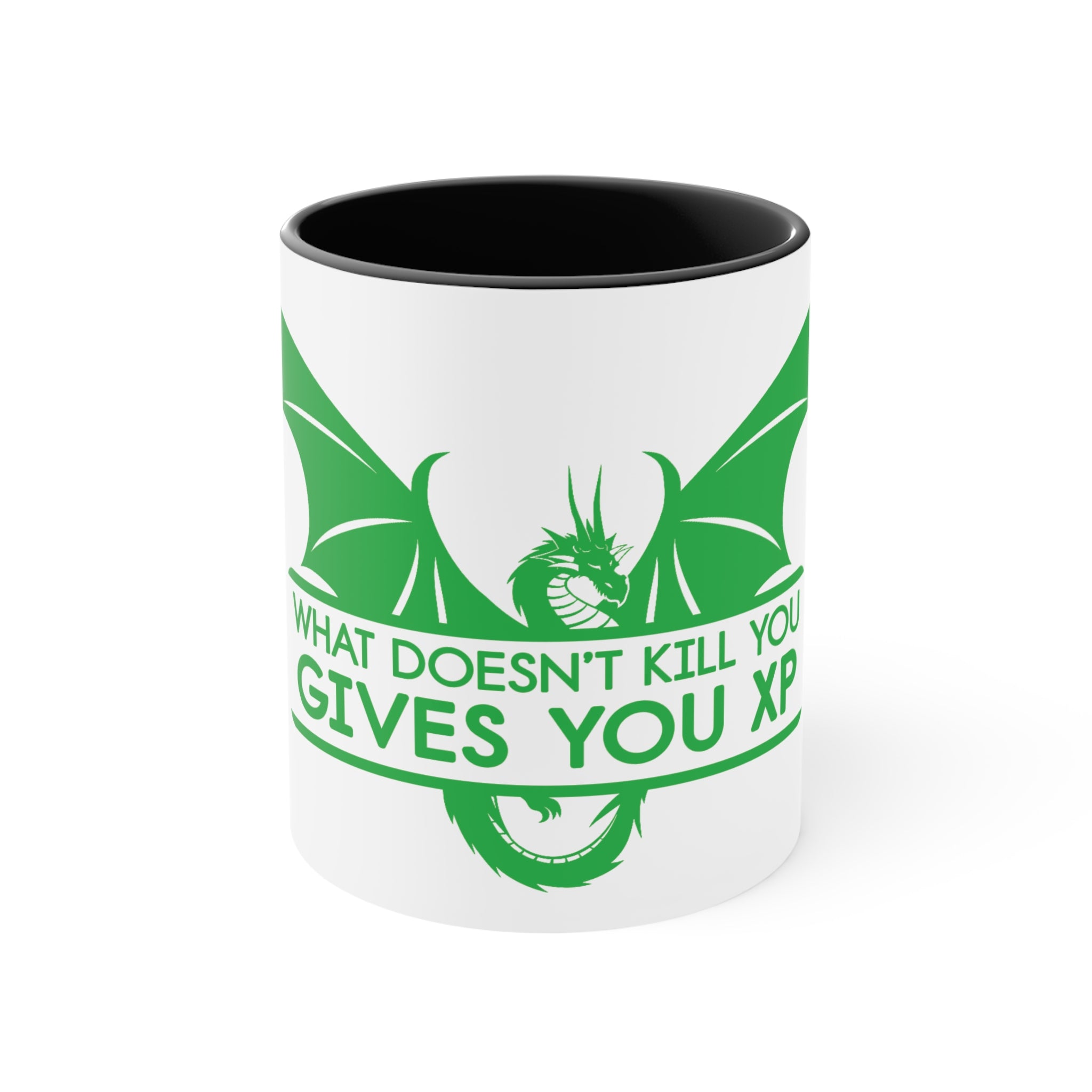 Accent Mug — 'What Doesn’t Kill You Gives You XP' Dragon Gamer Coffee Cup