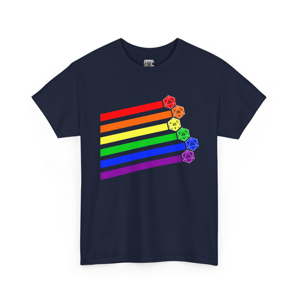 Rainbow D20 RPG Tee — Pride Gaming T‑Shirt