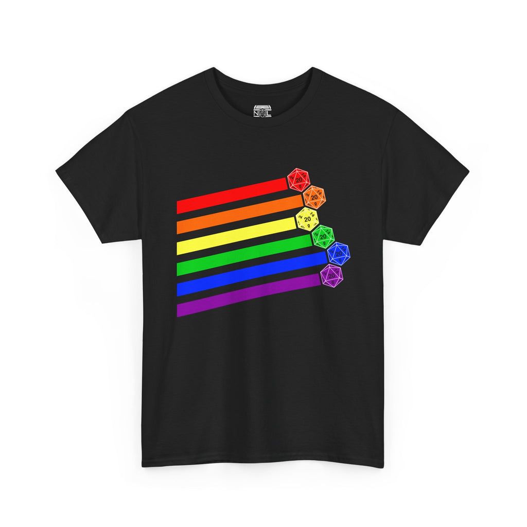 Rainbow D20 RPG Tee — Pride Gaming T‑Shirt