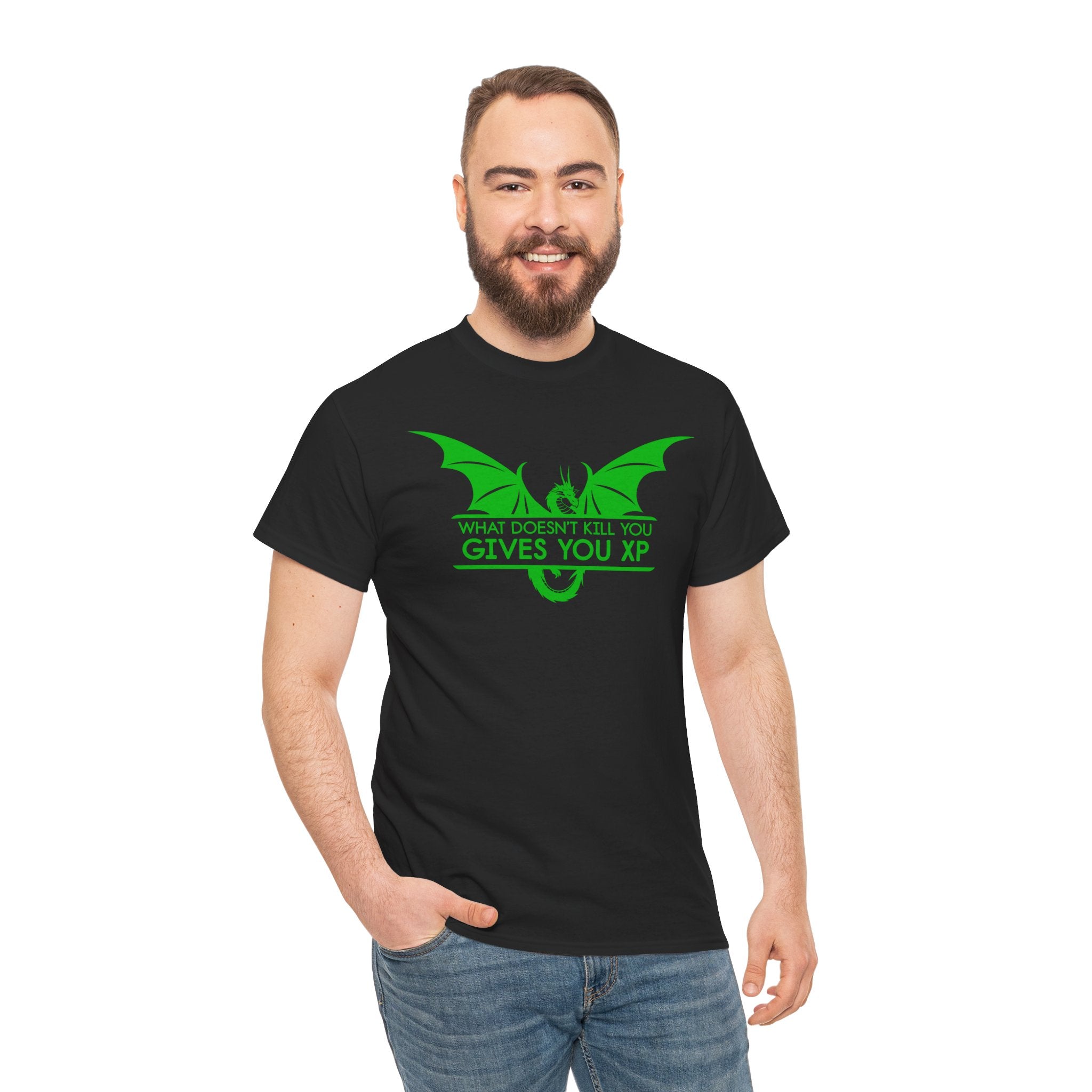 RPG Dragon Tee — "What Doesn’t Kill You Gives You XP" Gamer T-Shirt