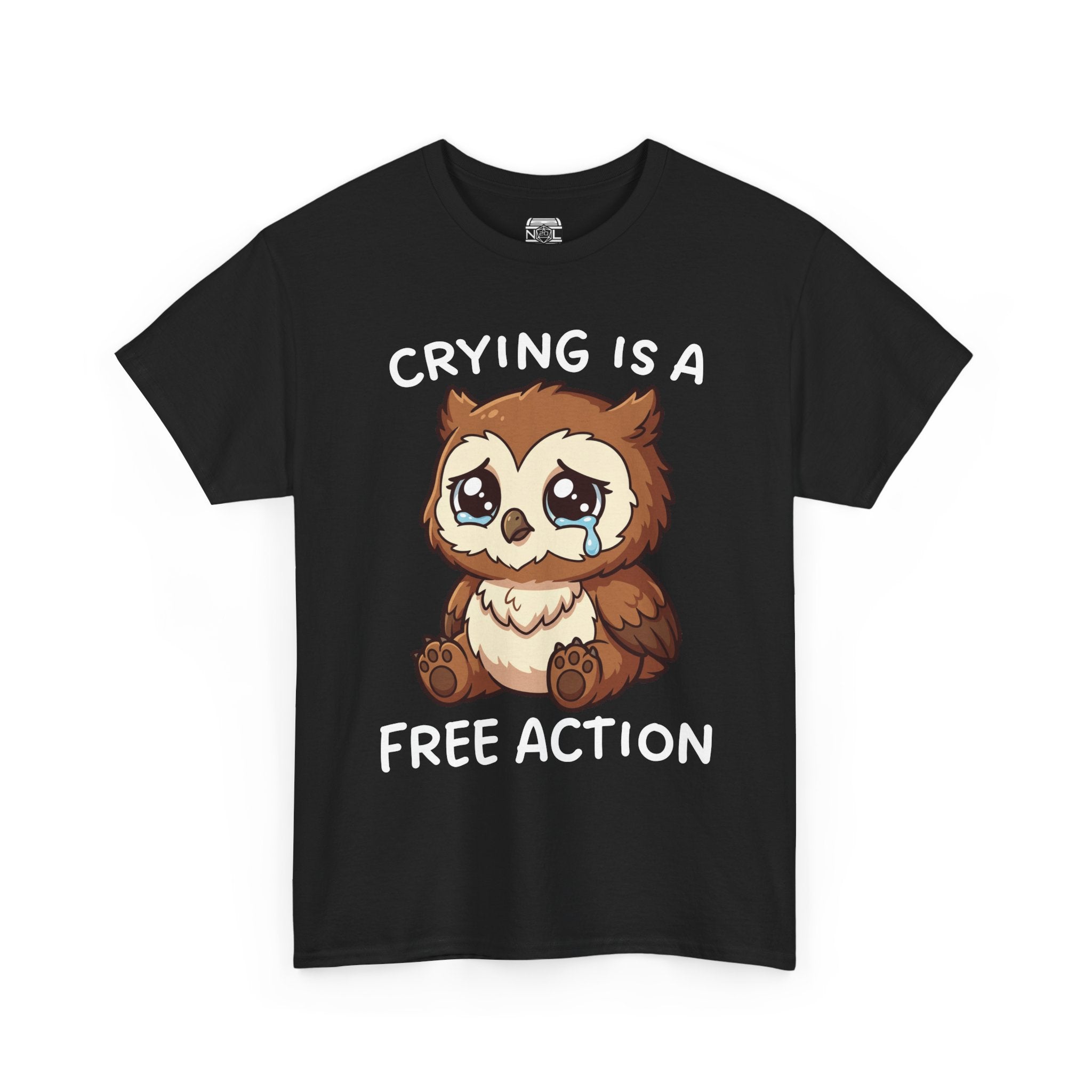 Cute Crying Owl T-Shirt — "Crying Is a Free Action" Sad Kawaii Tee