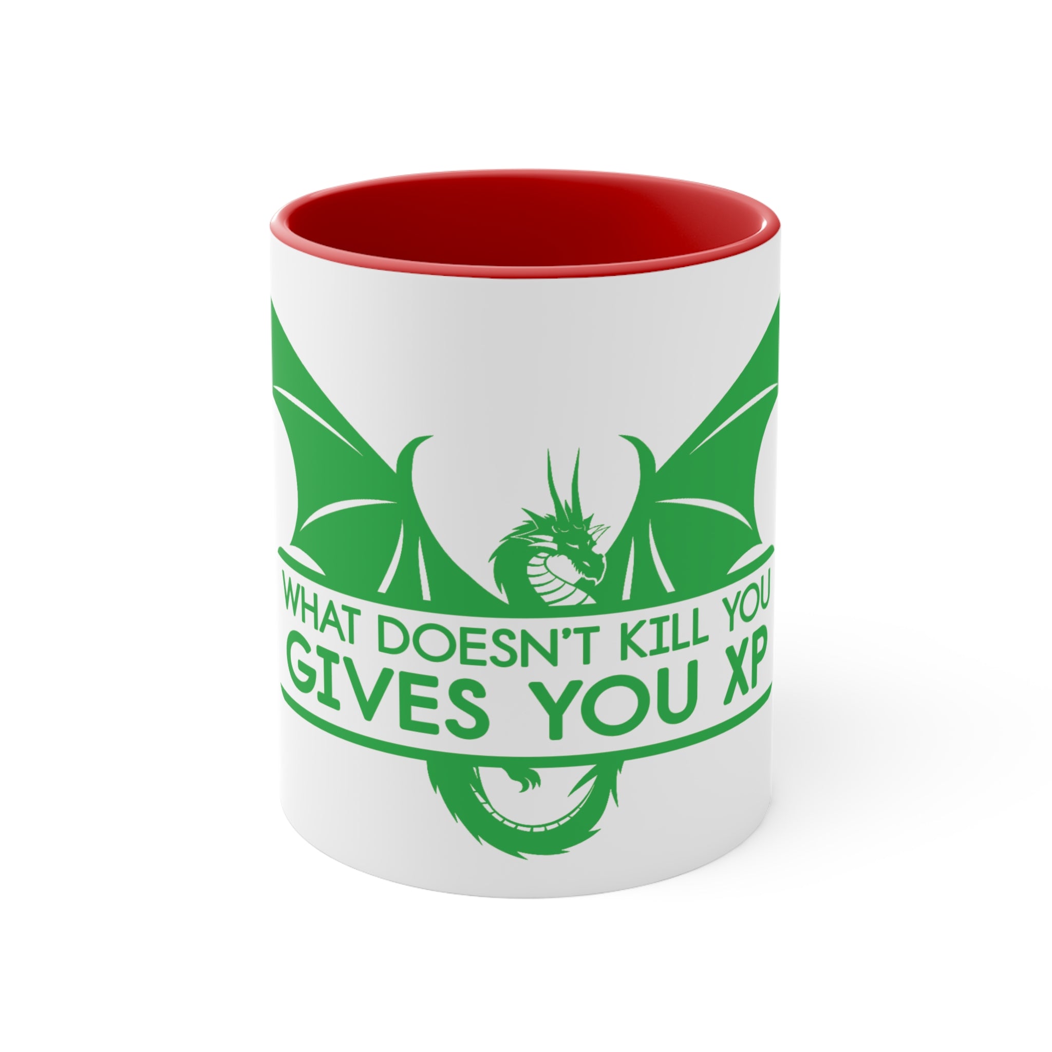 Accent Mug — 'What Doesn’t Kill You Gives You XP' Dragon Gamer Coffee Cup