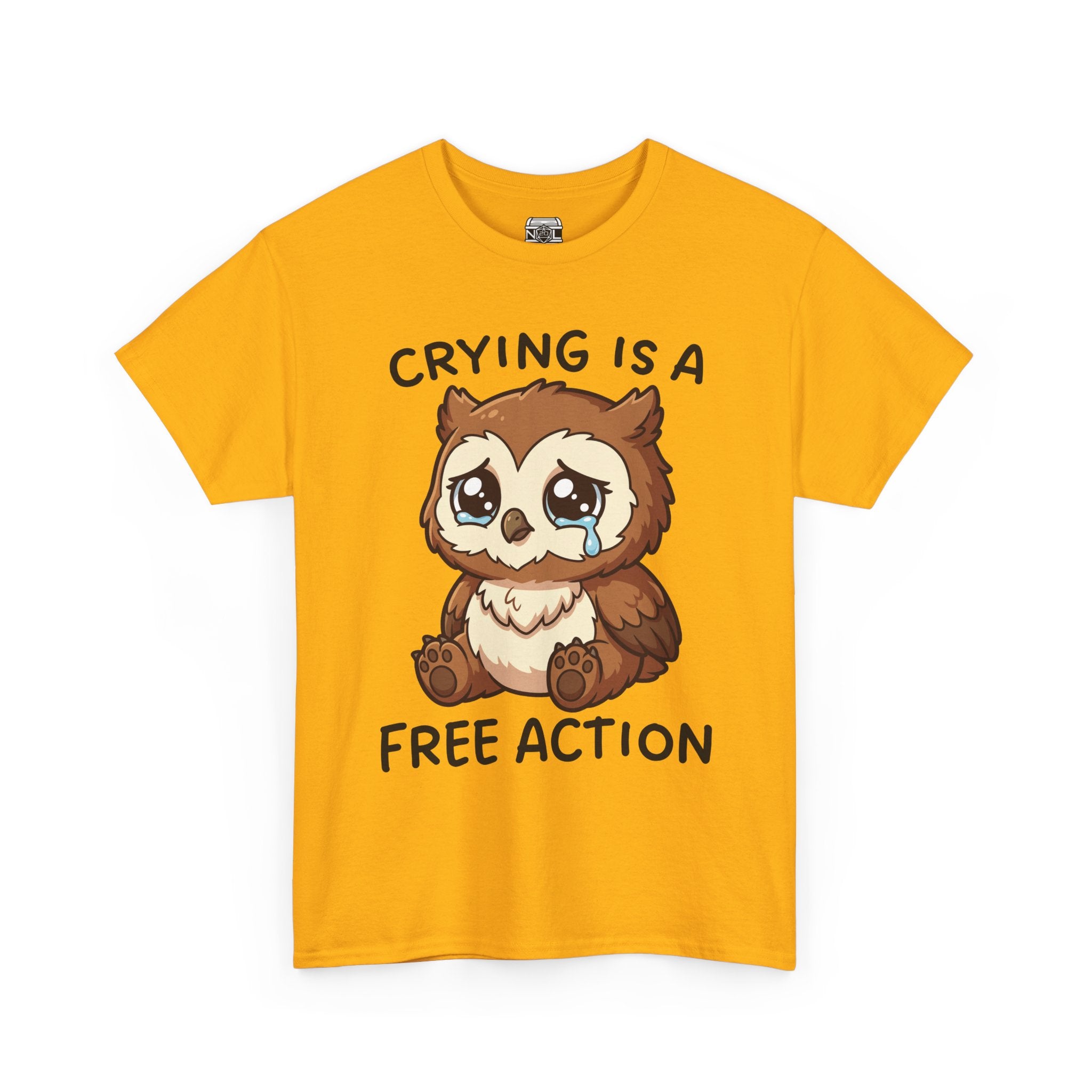 Cute Crying Owl T-Shirt — "Crying Is a Free Action" Sad Kawaii Tee