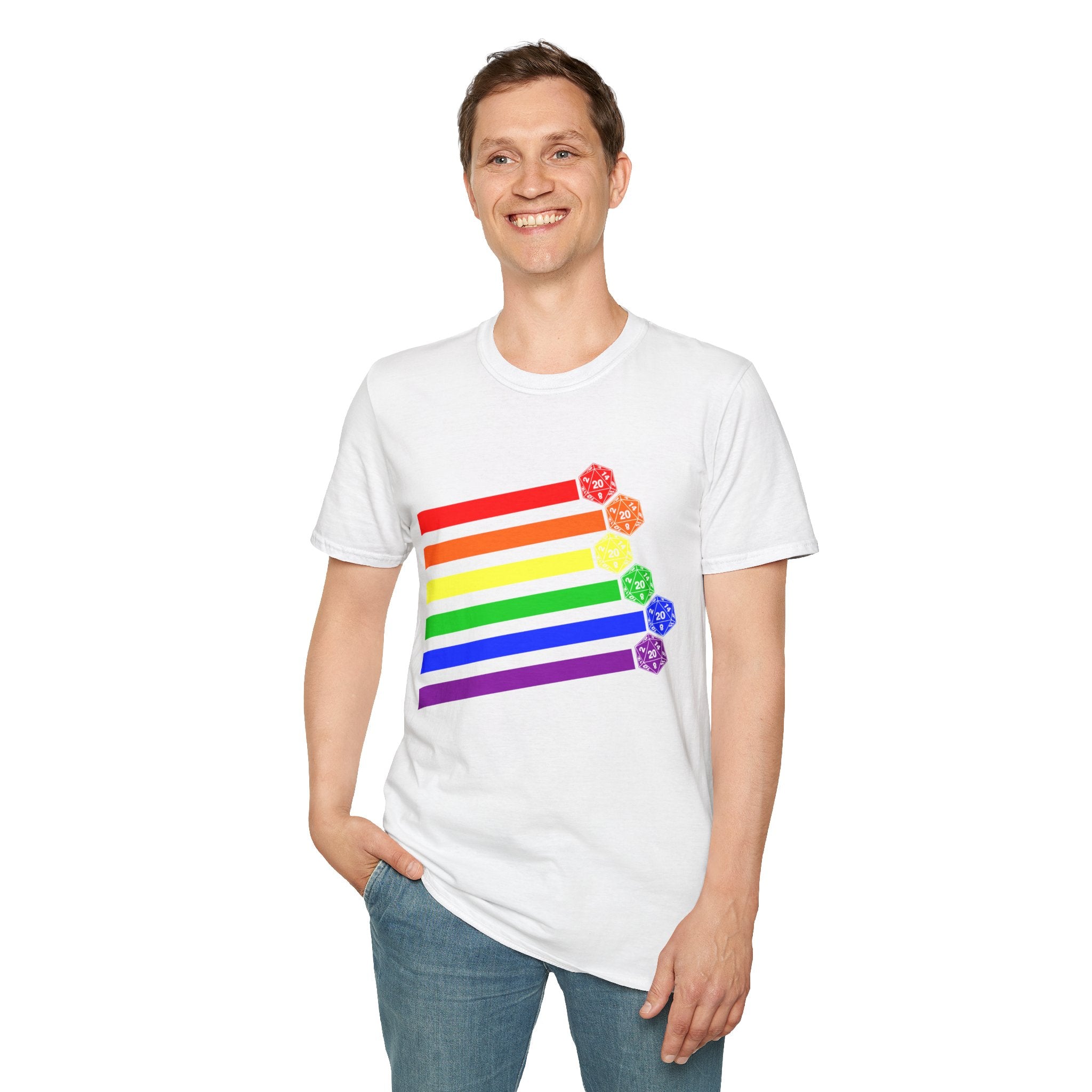 Rainbow Dice T-Shirt — Pride Tabletop Gaming Tee