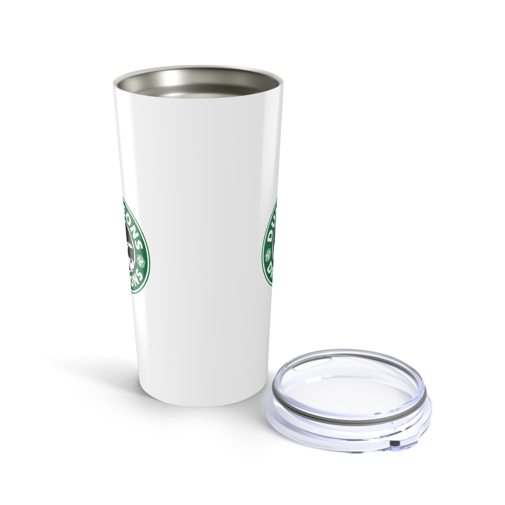 20oz Stainless Tumbler with Green Circular Logo — Insulated Travel Cup