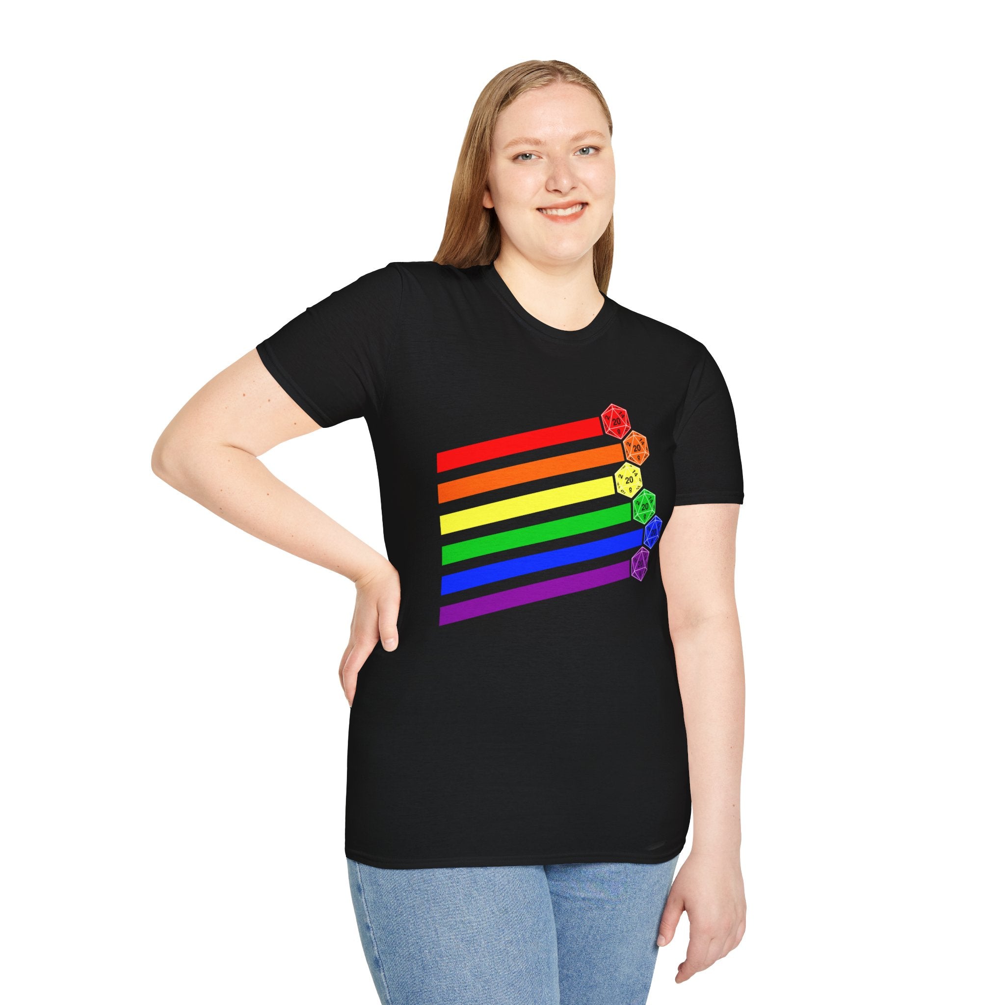 Rainbow Dice T-Shirt — Pride Tabletop Gaming Tee