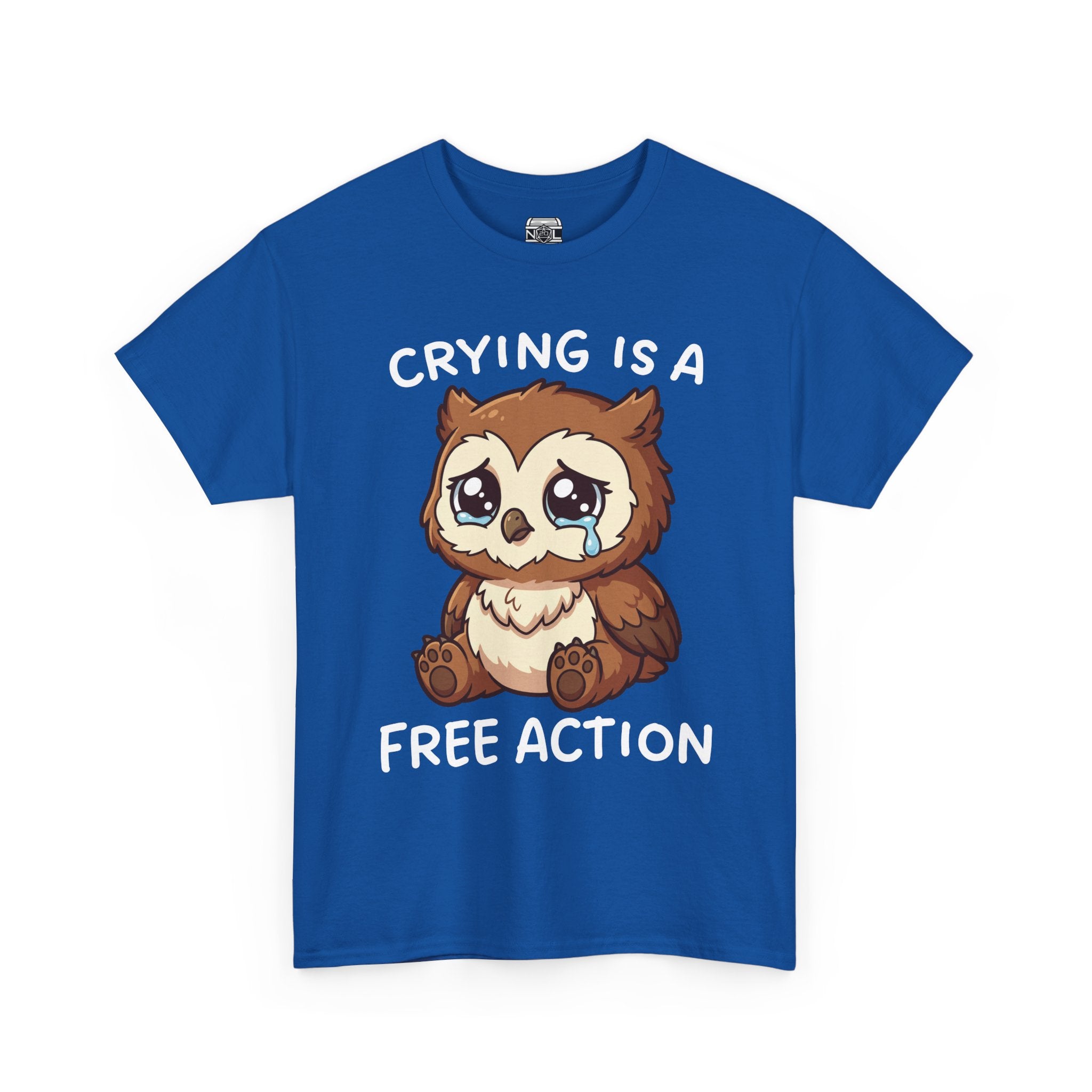 Cute Crying Owl T-Shirt — "Crying Is a Free Action" Sad Kawaii Tee