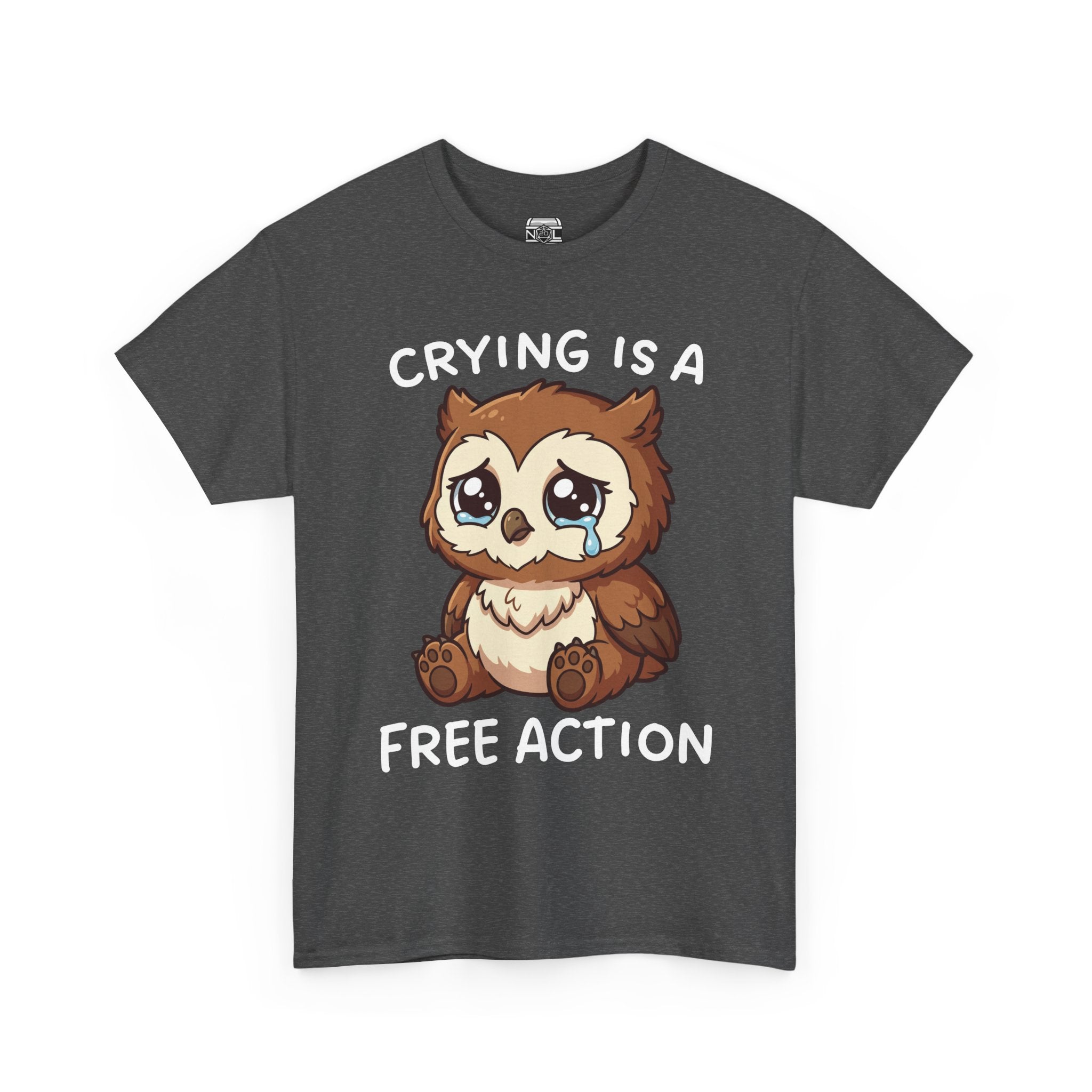 Cute Crying Owl T-Shirt — "Crying Is a Free Action" Sad Kawaii Tee