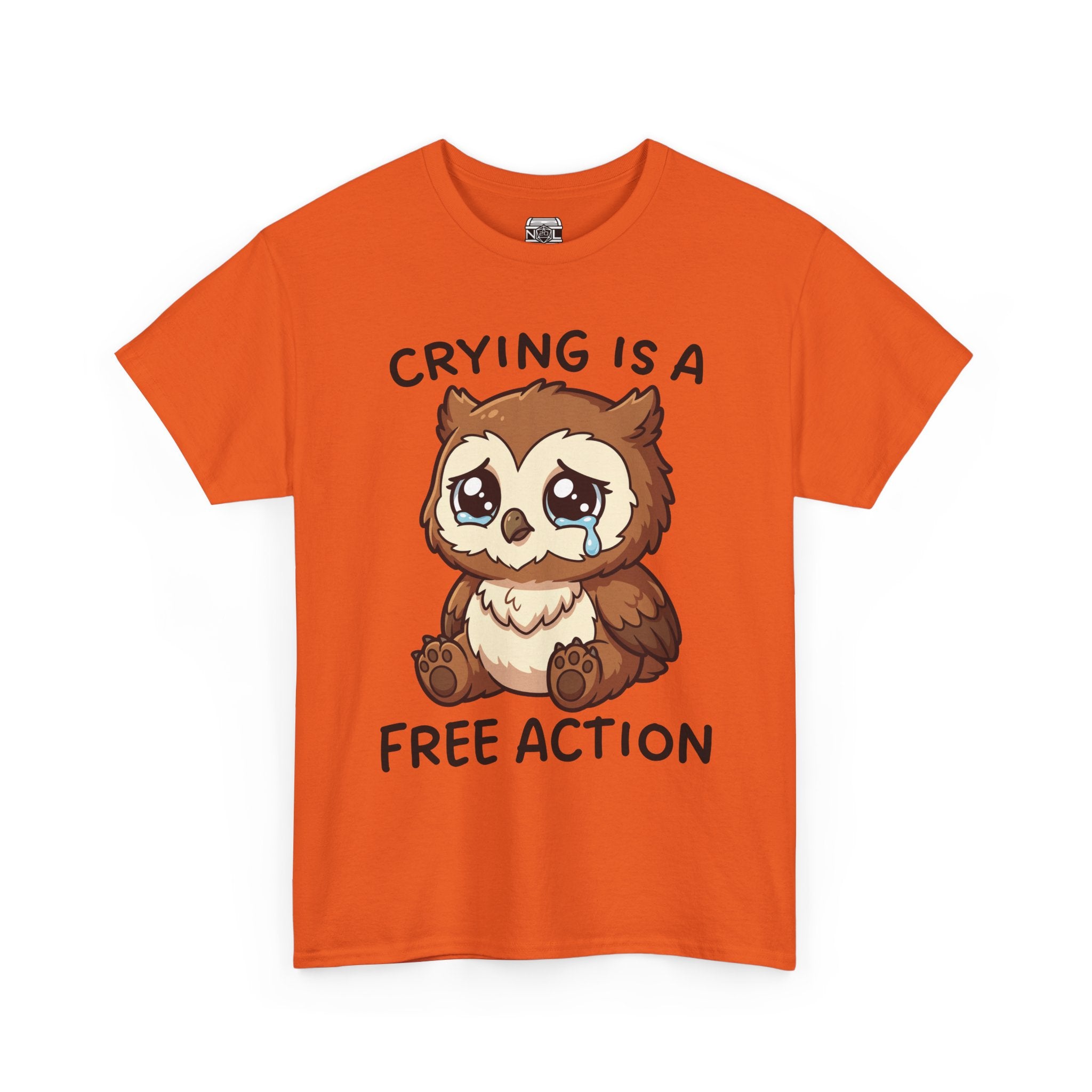 Cute Crying Owl T-Shirt — "Crying Is a Free Action" Sad Kawaii Tee