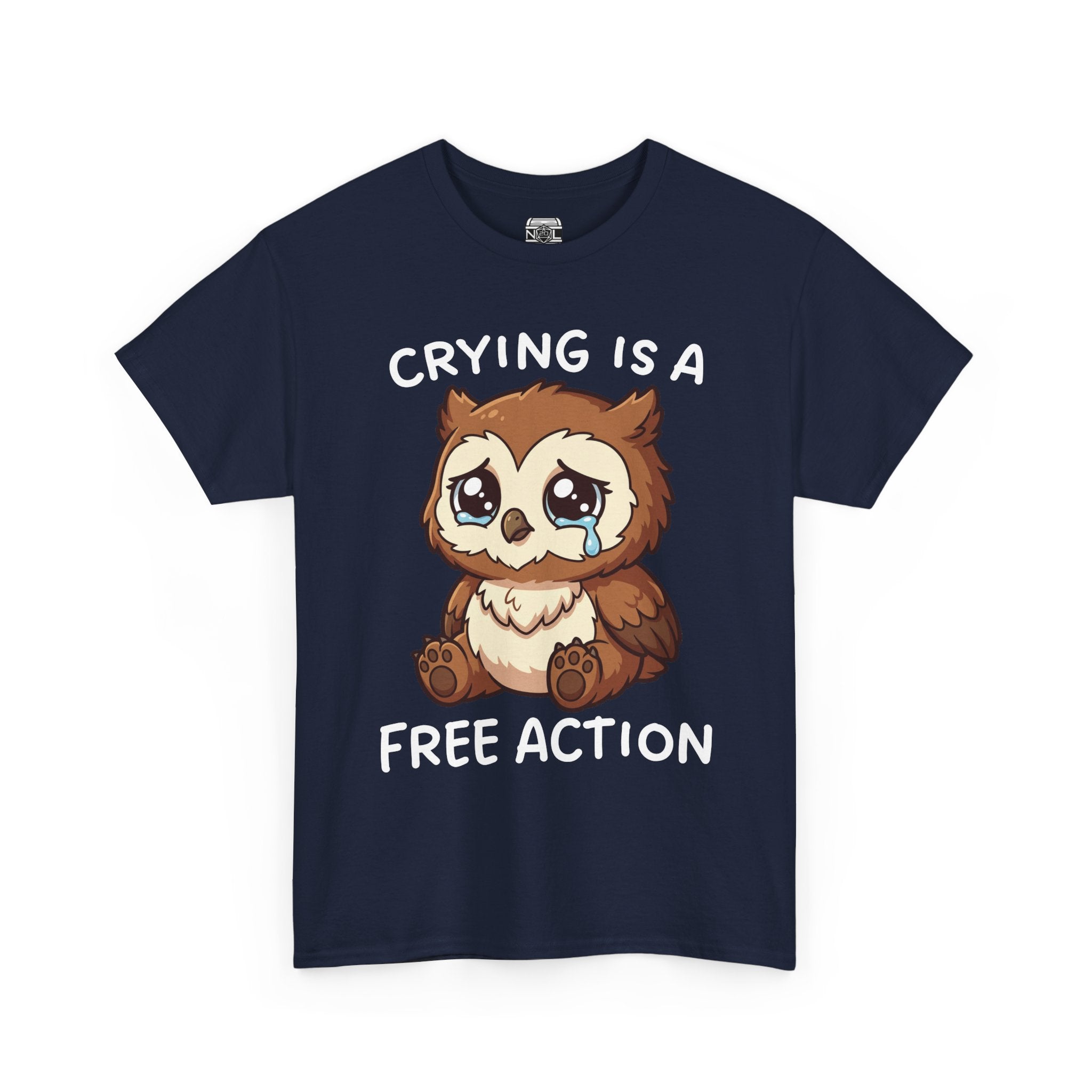 Cute Crying Owl T-Shirt — "Crying Is a Free Action" Sad Kawaii Tee