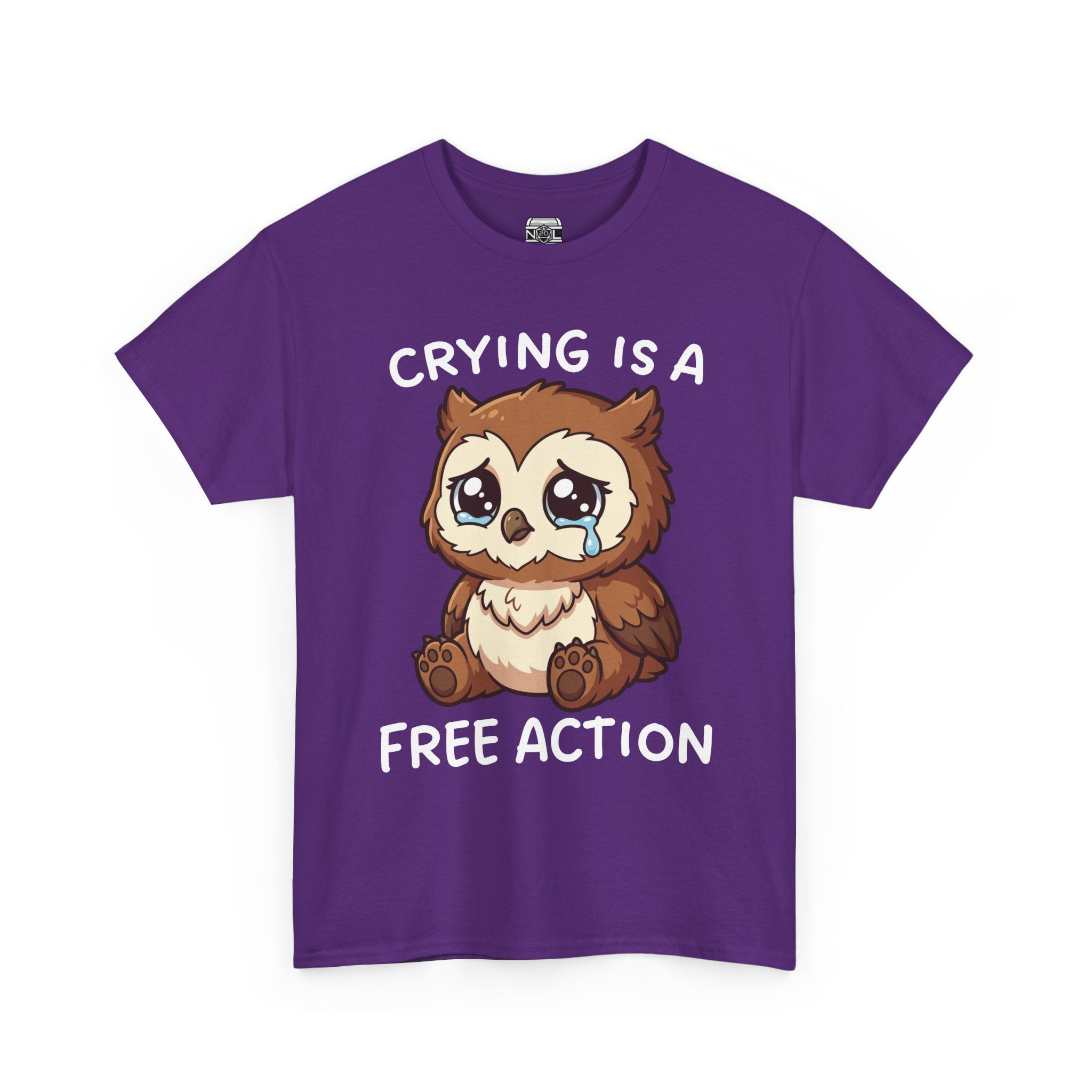 Cute Crying Owl T-Shirt — "Crying Is a Free Action" Sad Kawaii Tee