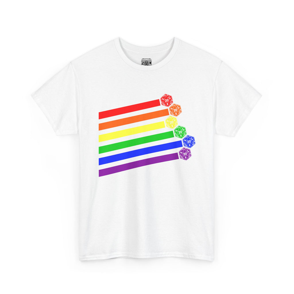 Rainbow D20 RPG Tee — Pride Gaming T‑Shirt