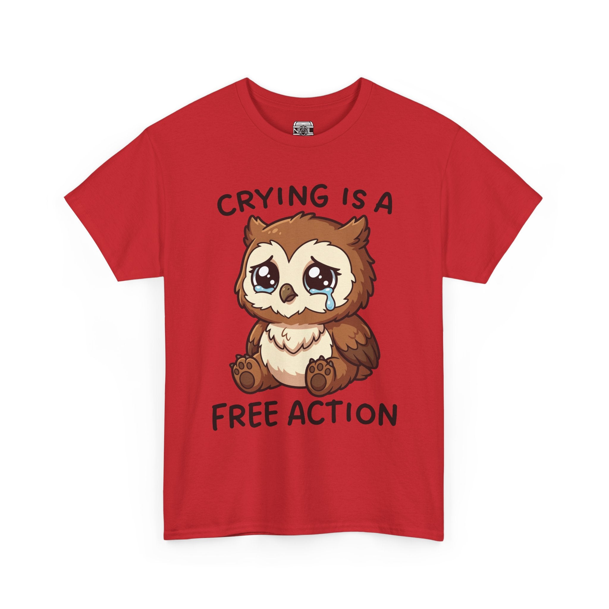 Cute Crying Owl T-Shirt — "Crying Is a Free Action" Sad Kawaii Tee