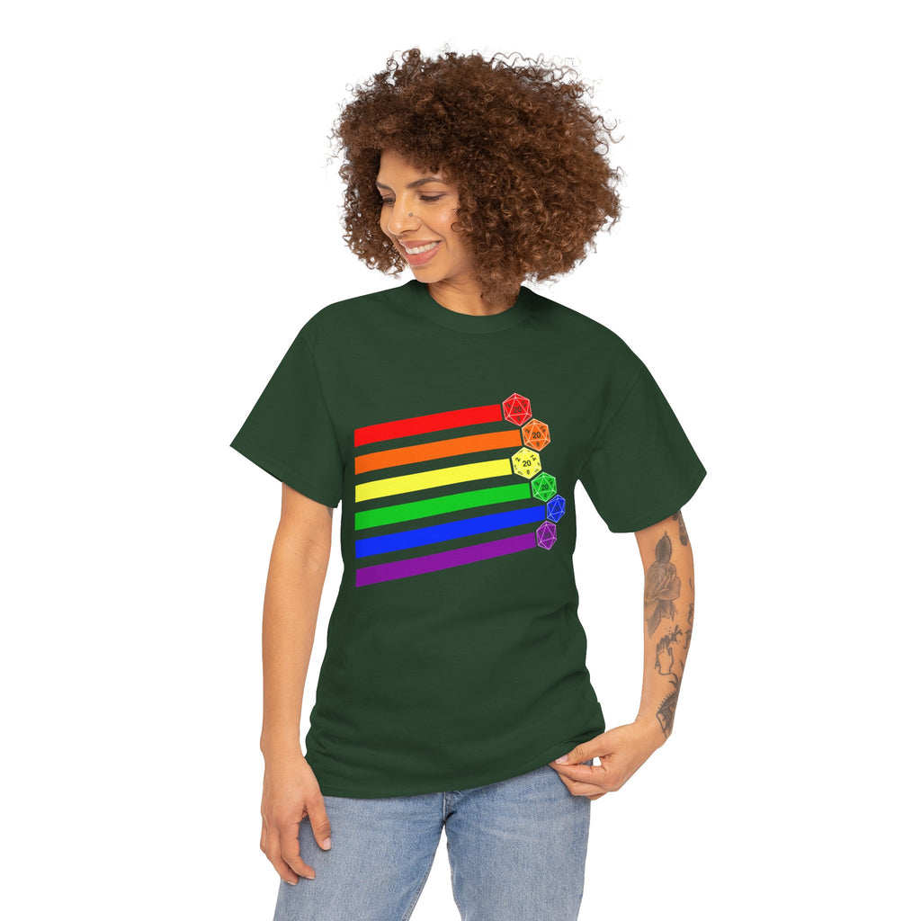 Rainbow D20 RPG Tee — Pride Gaming T‑Shirt