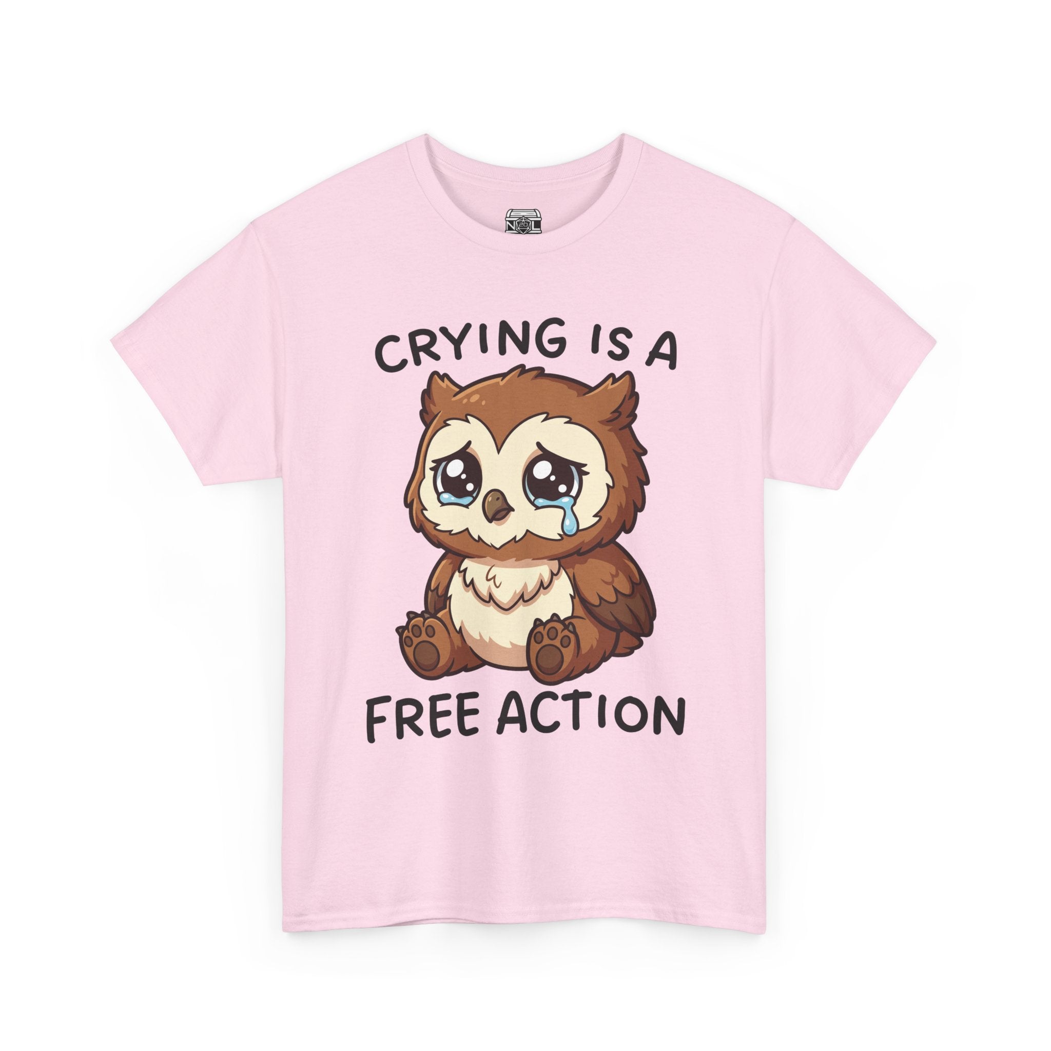 Cute Crying Owl T-Shirt — "Crying Is a Free Action" Sad Kawaii Tee