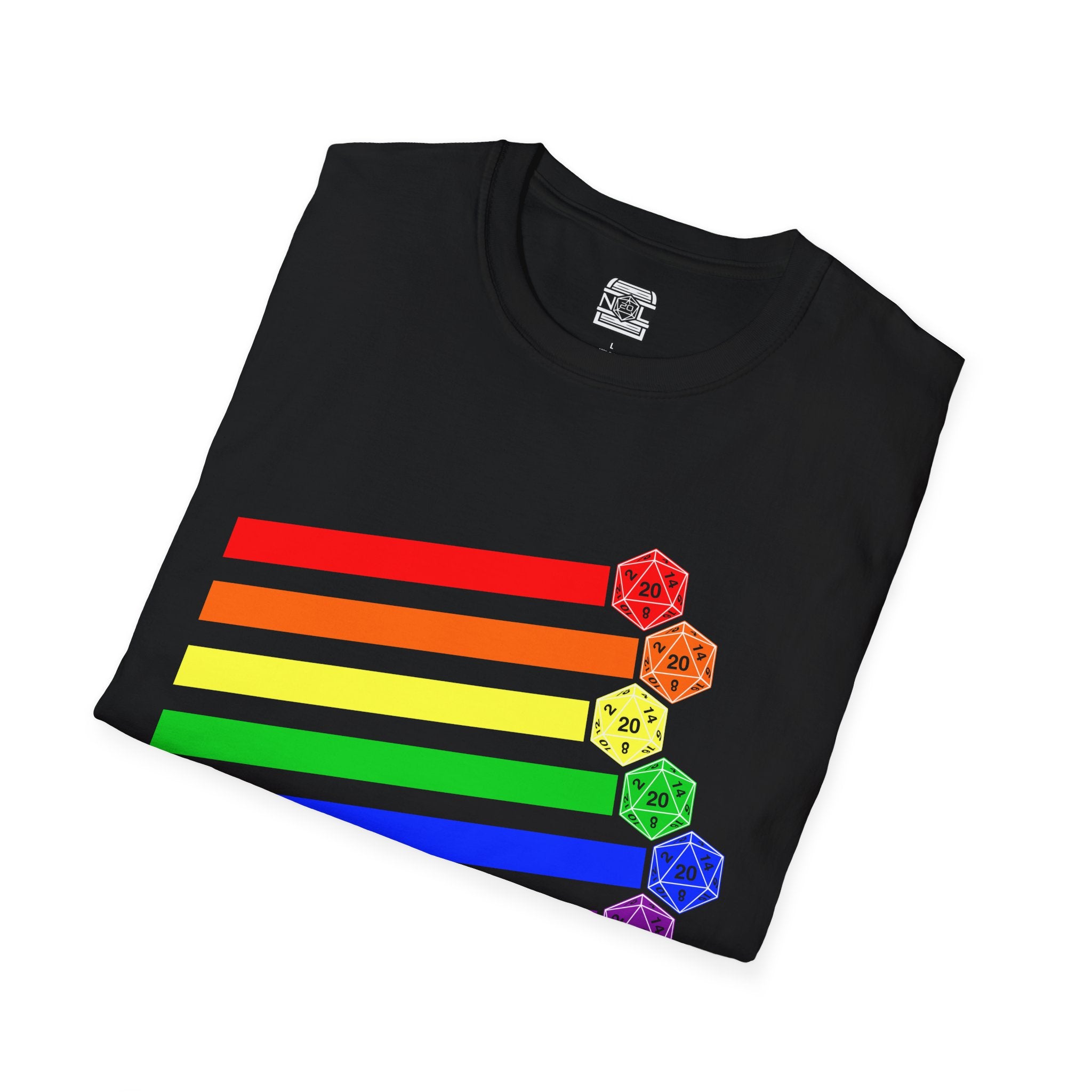 Rainbow Dice T-Shirt — Pride Tabletop Gaming Tee