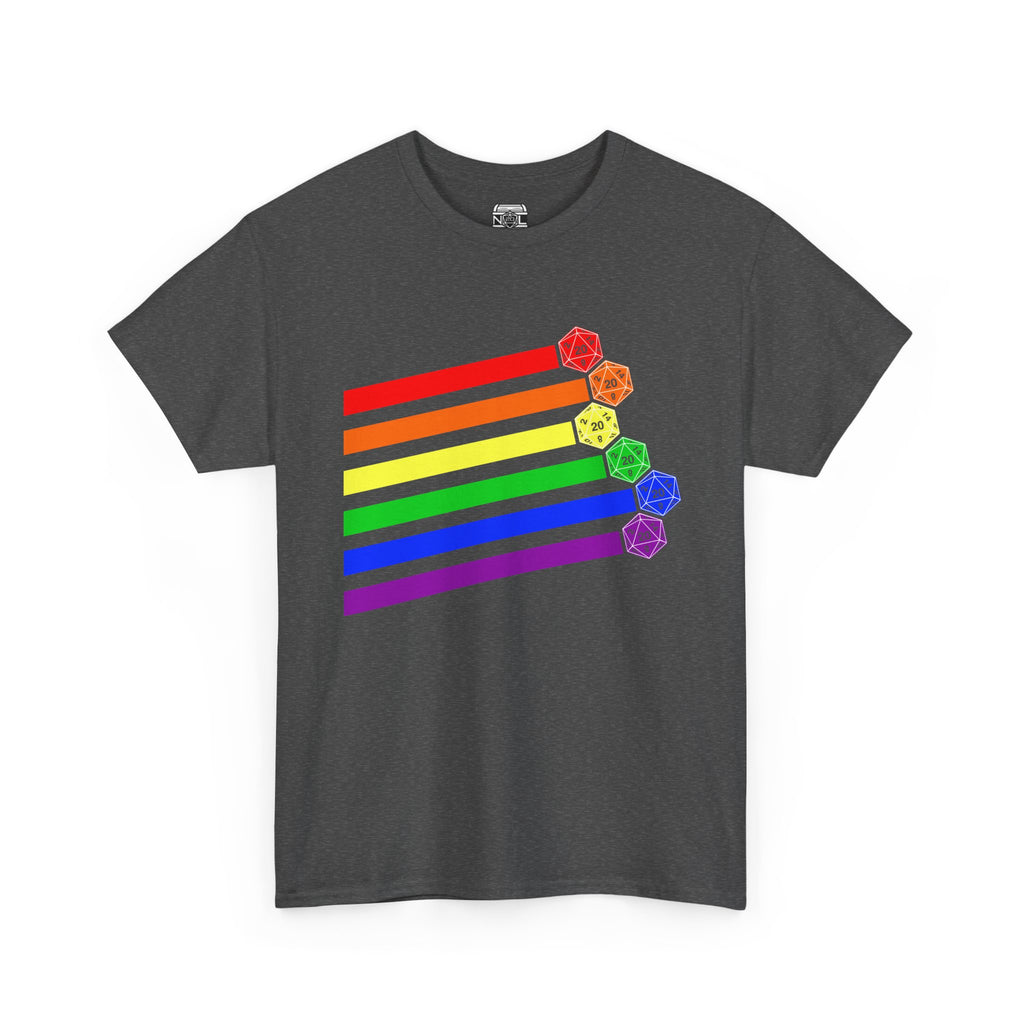 Rainbow D20 RPG Tee — Pride Gaming T‑Shirt