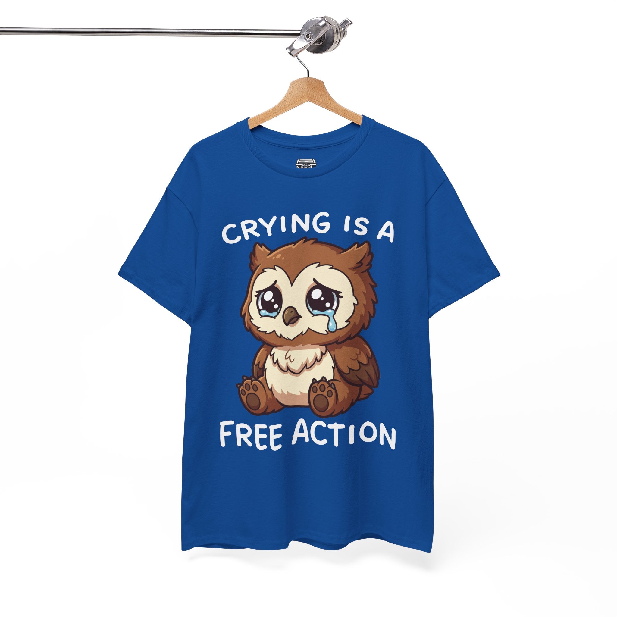 Cute Crying Owl T-Shirt — "Crying Is a Free Action" Sad Kawaii Tee