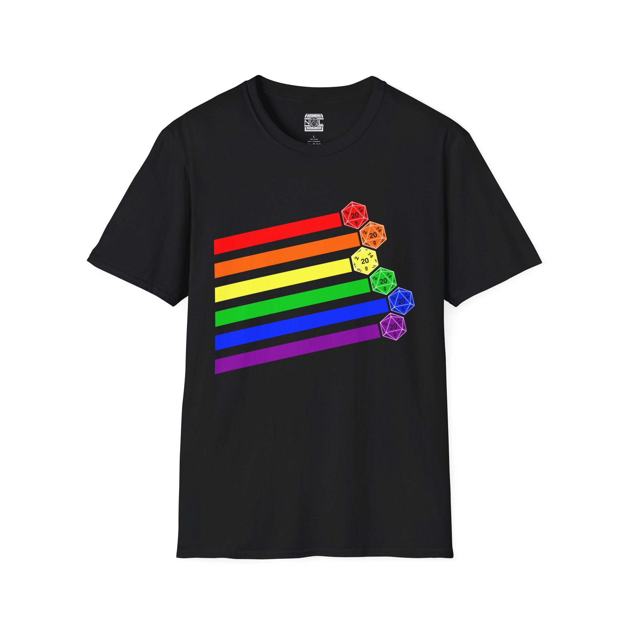 Rainbow Dice T-Shirt — Pride Tabletop Gaming Tee