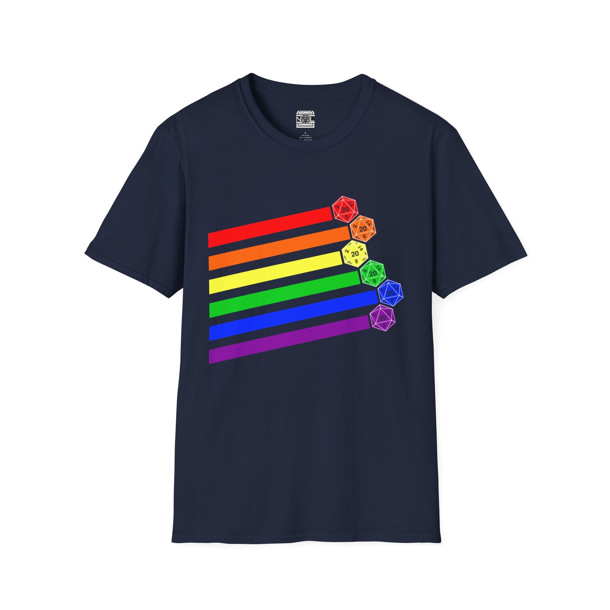 Rainbow Dice T-Shirt — Pride Tabletop Gaming Tee