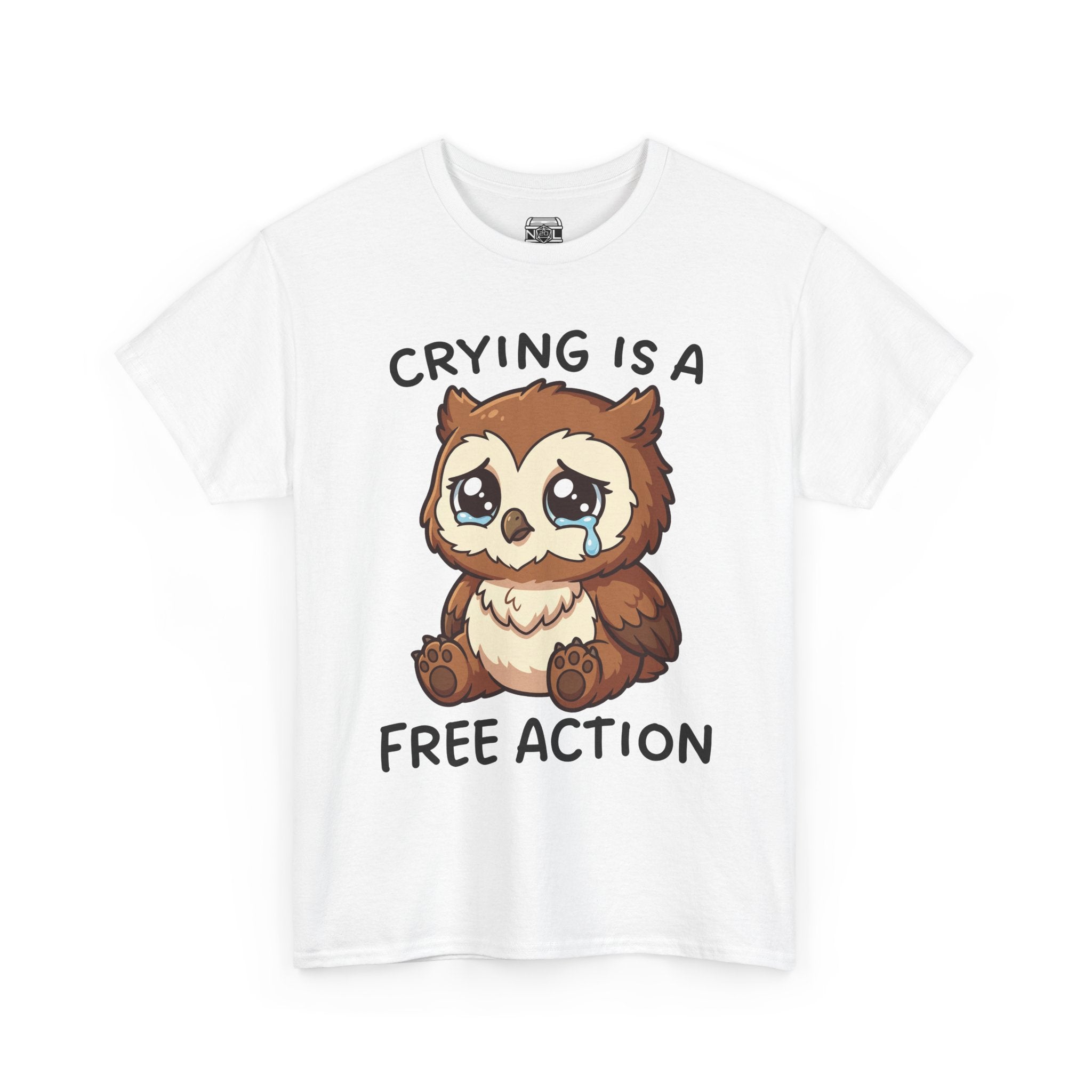 Cute Crying Owl T-Shirt — "Crying Is a Free Action" Sad Kawaii Tee